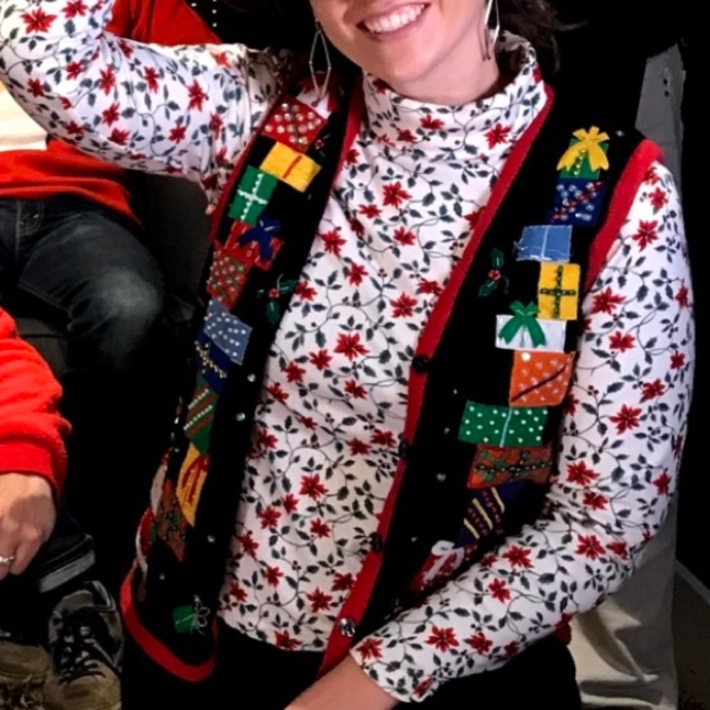 Tacky Christmas Poinsettia Turtleneck